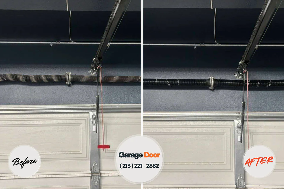 Before and after: garage door repair Chamberlayne, VA